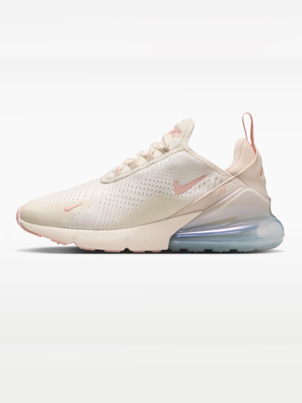 Nike Air Max 270 White and Peach Sneakers size 9